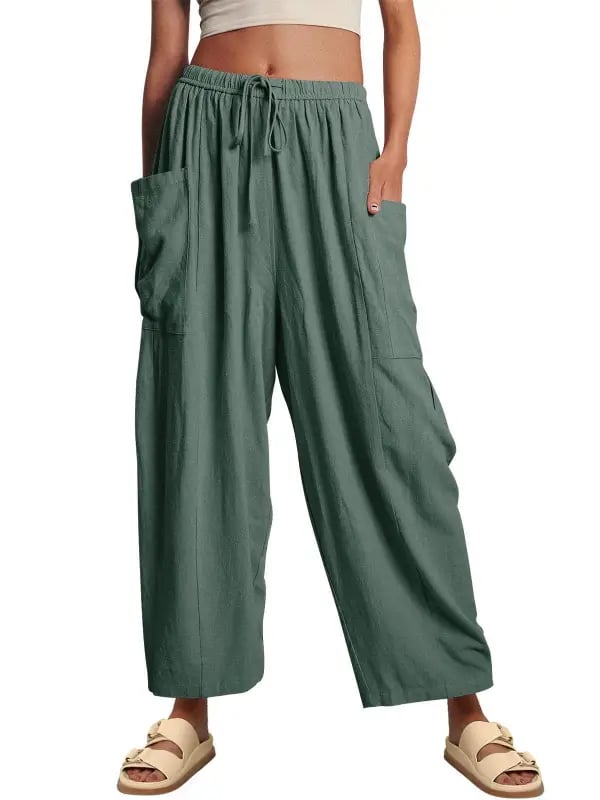 💖Women's Linen Loose Wide Leg Pants with Pockets