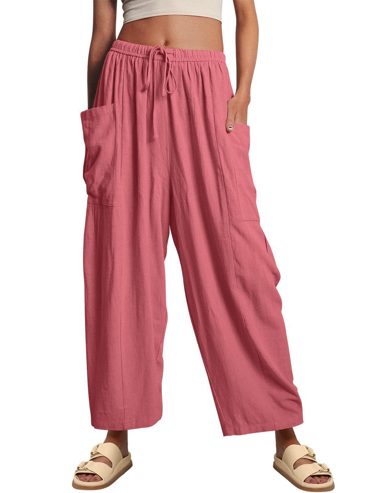 💖Women's Linen Loose Wide Leg Pants with Pockets