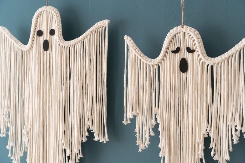 Halloween Hand-Woven White Ghost Wall Hanging Kit