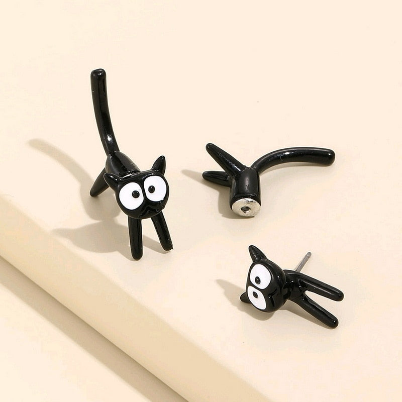Funny Small Black Cat Earring for Women Girl Fashion Cute Animal Earrings Fashion Party Jewelry Gifts Wholesale