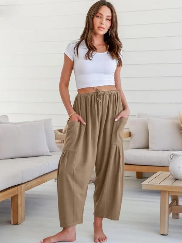 💖Women's Linen Loose Wide Leg Pants with Pockets
