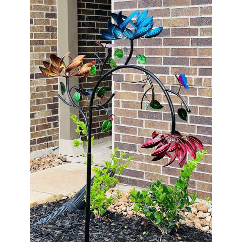 Beautiful Summer Multi Colored Flowers Wind Spinner