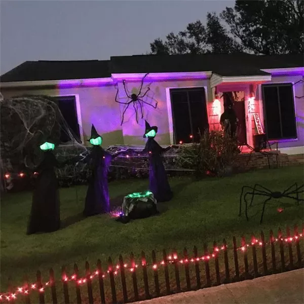 Lighted Halloween Triplets Witch Decoration Set
