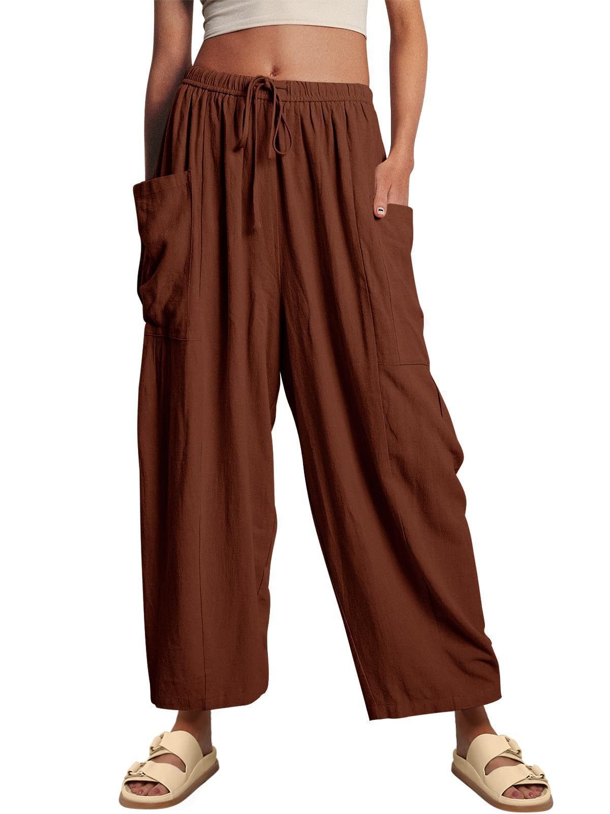 💖Women's Linen Loose Wide Leg Pants with Pockets