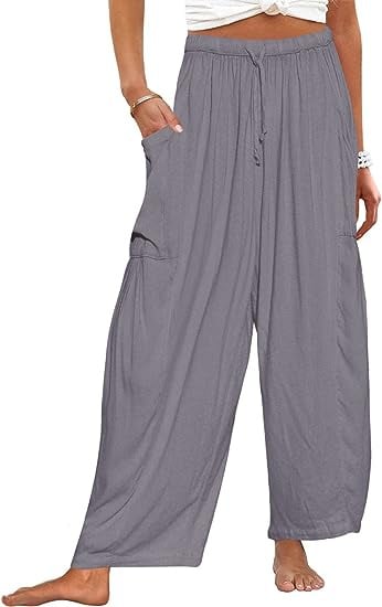 💖Women's Linen Loose Wide Leg Pants with Pockets