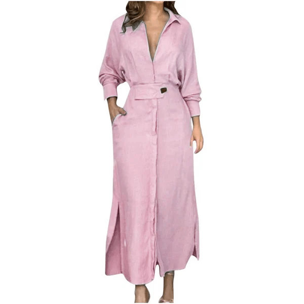 2024 Cotton And Linen Solid Color Maxi Dress