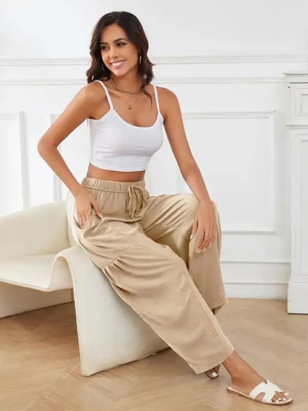 💖Women's Linen Loose Wide Leg Pants with Pockets