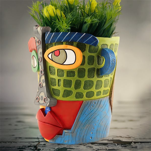 Handmade Brutalist Abstract Beauty Face Flower Pot