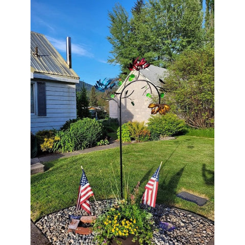 Beautiful Summer Multi Colored Flowers Wind Spinner