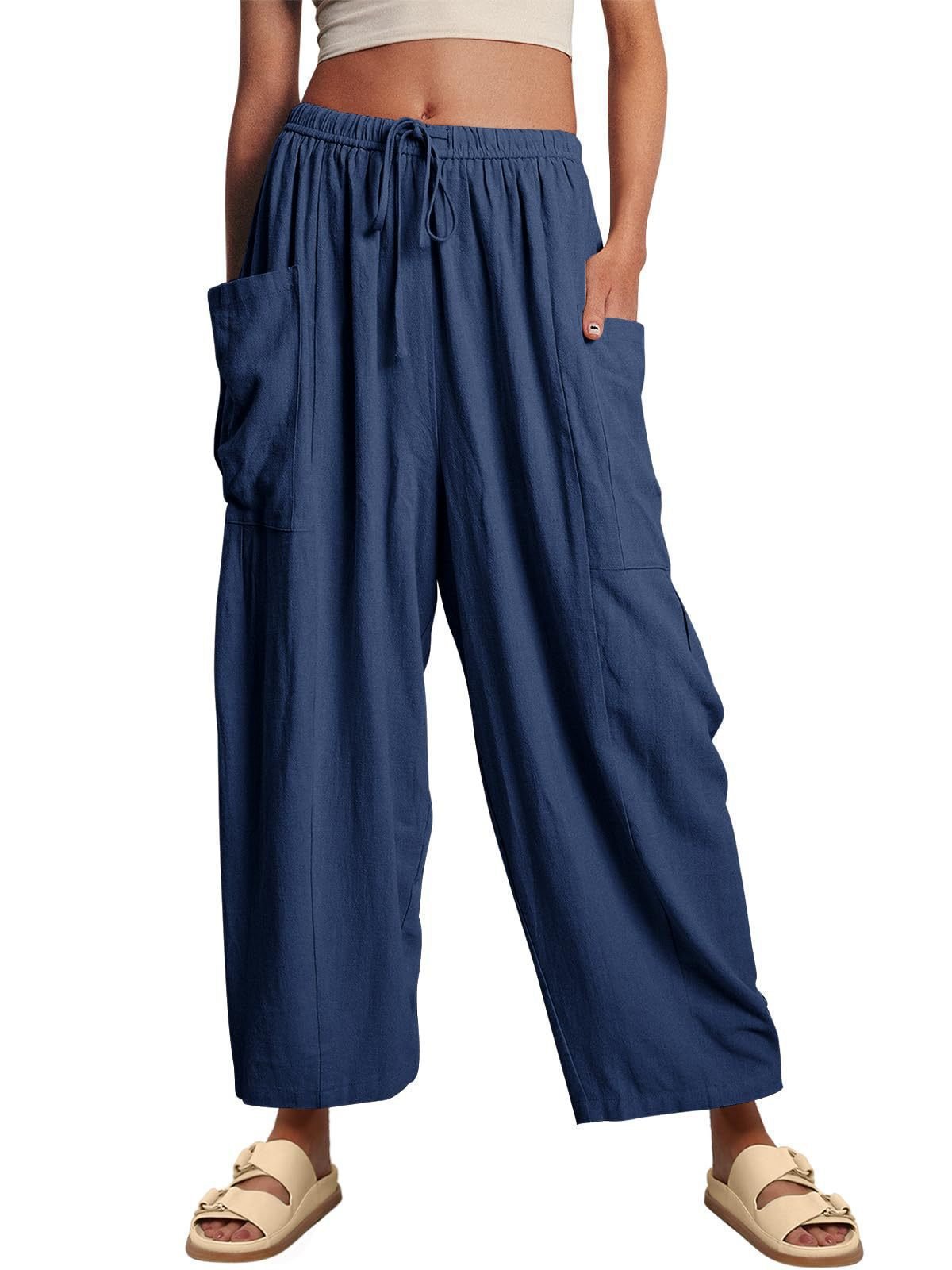 💖Women's Linen Loose Wide Leg Pants with Pockets