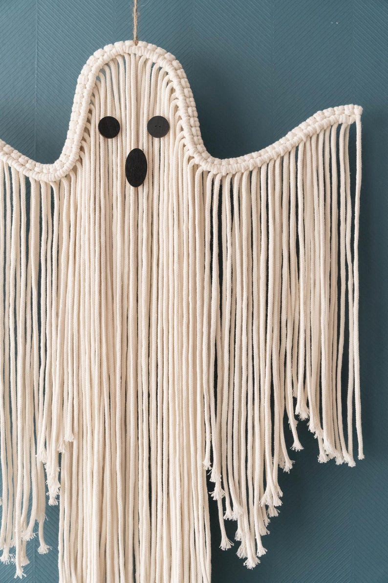 Halloween Hand-Woven White Ghost Wall Hanging Kit