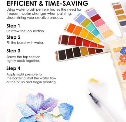 🎨Foldable Watercolor Set Of 56 With Water Brush Pen