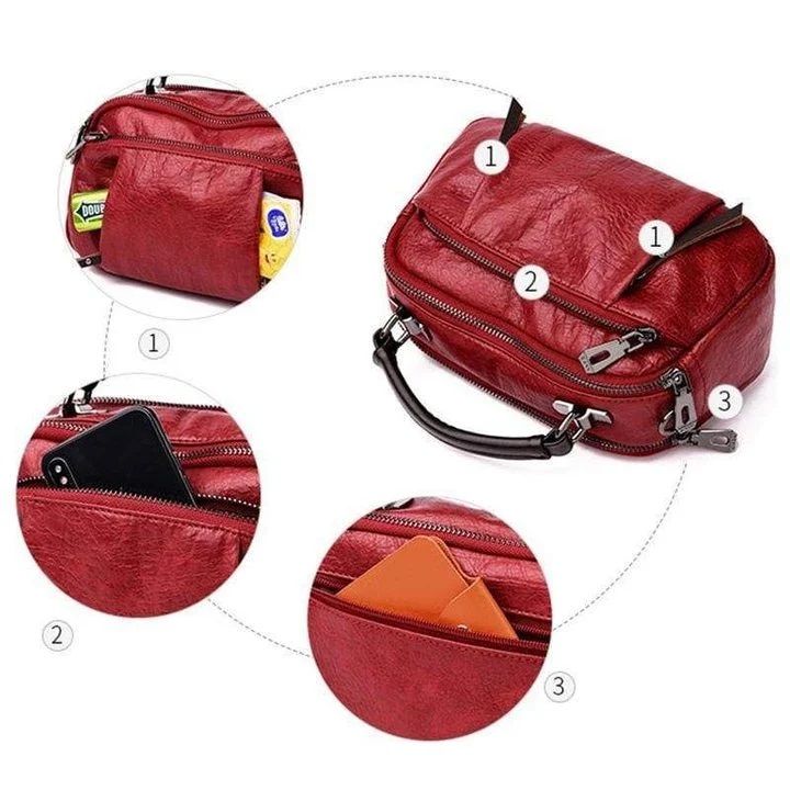 Multi-Pockets Soft Leather Bag