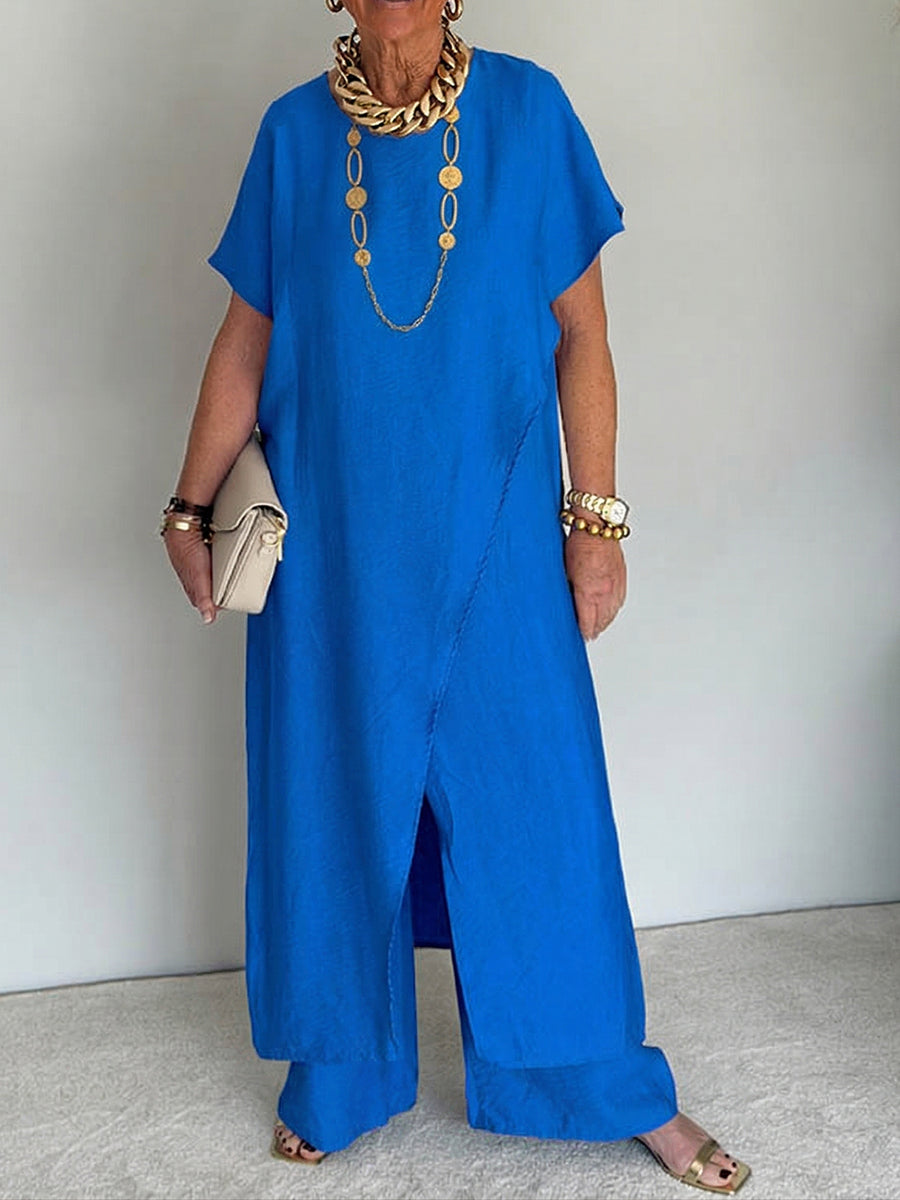 🍀Women's Casual Retro Loose Asymmetrical Two-Piece Set