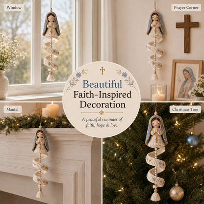 🩵Handcrafted Crochet Blessed Mother Spiral Hanging Ornament✝️