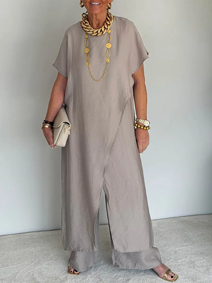🍀Women's Casual Retro Loose Asymmetrical Two-Piece Set