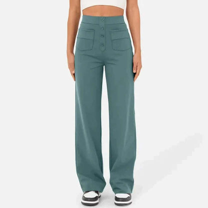 High-waisted Elastic Casual Trousers