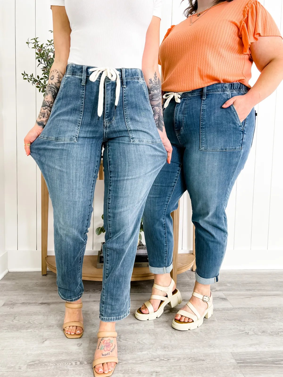 Blue Pull-On Denim Joggers (Buy 2 Free Shipping)