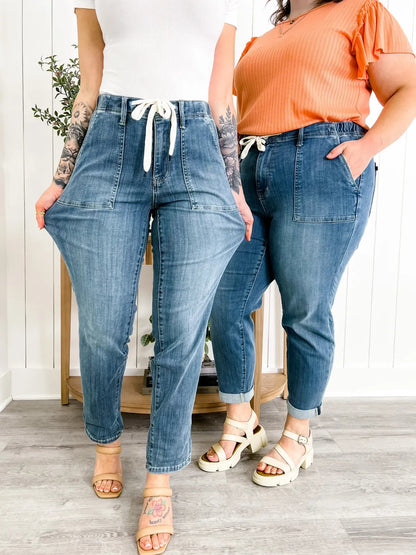 Blue Pull-On Denim Joggers (Buy 2 Free Shipping)