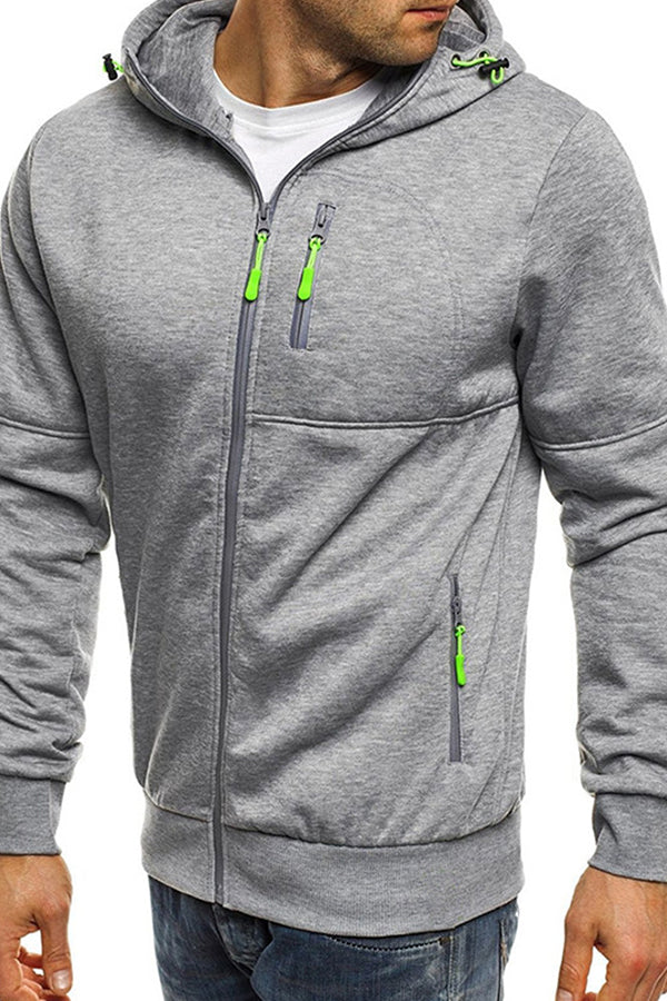 Men's Sports Fitness Leisure Jacquard Sweater Cardigan Hooded Jacket