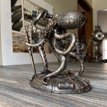 Steampunk Seabed Hiker Octopus Statue Decor