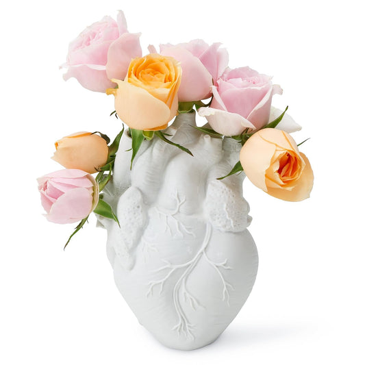 White Heart Irregular Creative Art Vase