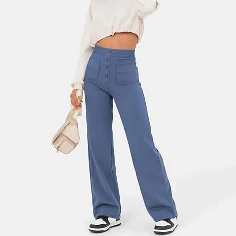 High-waisted Elastic Casual Trousers