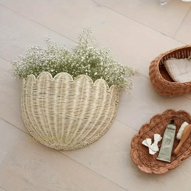 Chic Handwoven Rattan Wall Basket