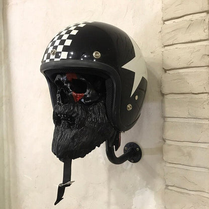 💀Motorcycle Helmet Skull With Beard-Helmet Rack