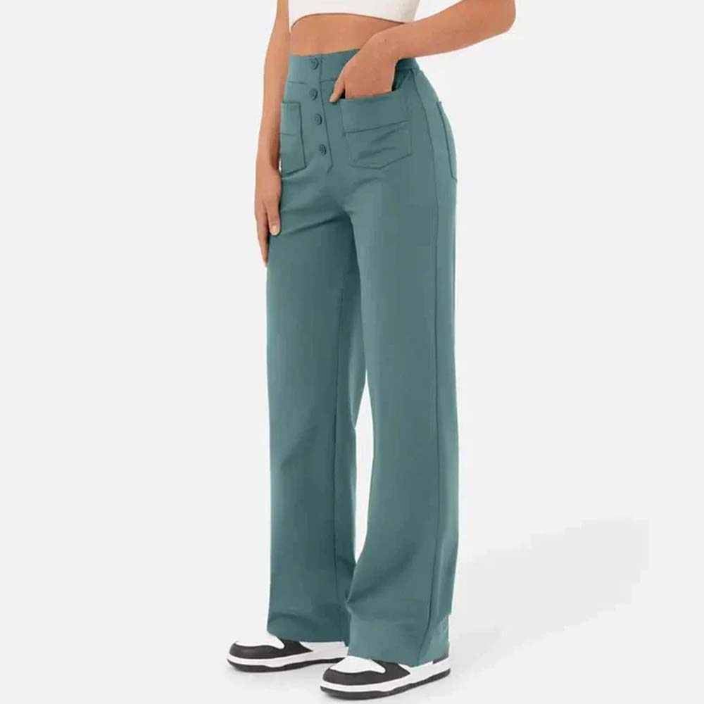 High-waisted Elastic Casual Trousers