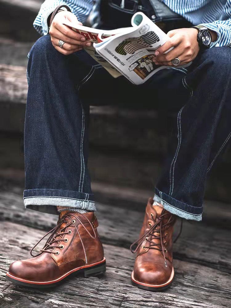 🎉Mens Genuine Leather Waterproof Non-slip Arch Support Vintage Casual Chukka Boots