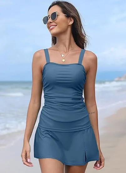 💥Last Day Special Sale 49% OFF🩱Women Vintage Tummy Control Two Piece Tankini Swimsuit