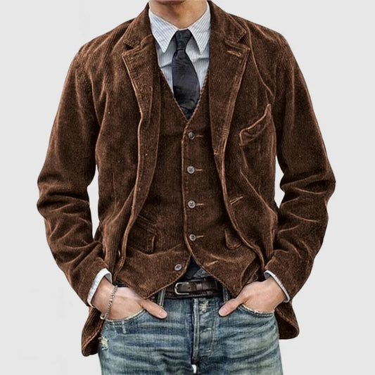 Men's Vintage Corduroy Lapel Jacket【Free shipping】