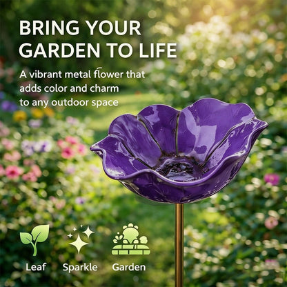 🐦 Handcrafted Outdoor Metal Flower Garden Stakes