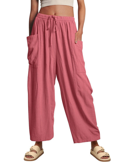 💖Women's Linen Loose Wide Leg Pants with Pockets