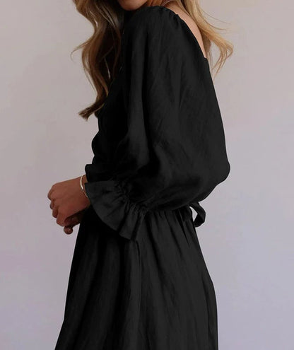 Elegant Ruffle Lantern Sleeve Dress