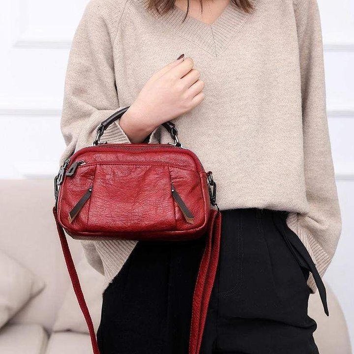 Multi-Pockets Soft Leather Bag