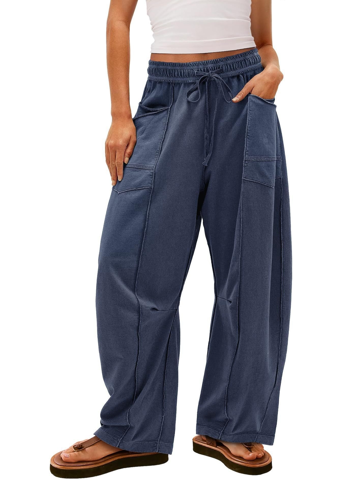 Women's Baggy Barrel Pants Wide Legs, Big Pockets, Zero Stress