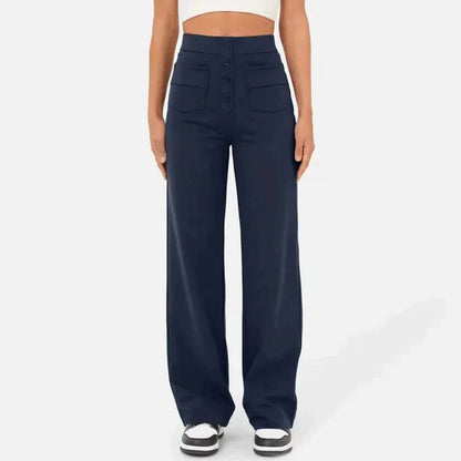 High-waisted Elastic Casual Trousers