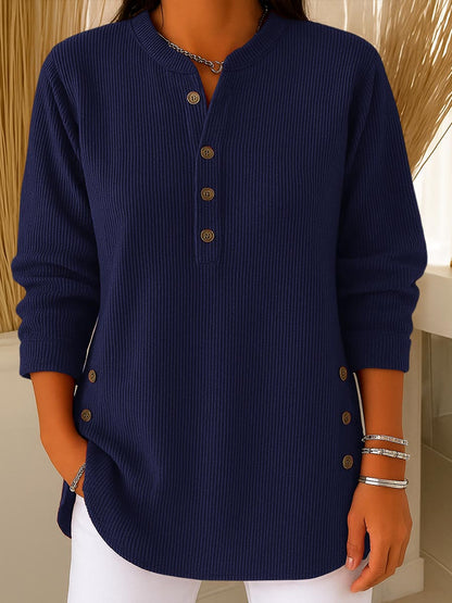 Women's Solid Color Crew Neck Long Sleeve Casual Loose Knit Pullover