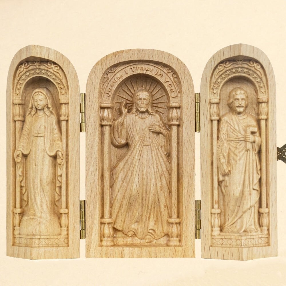 Hand-carved Portable Church - Mini Christian Altar