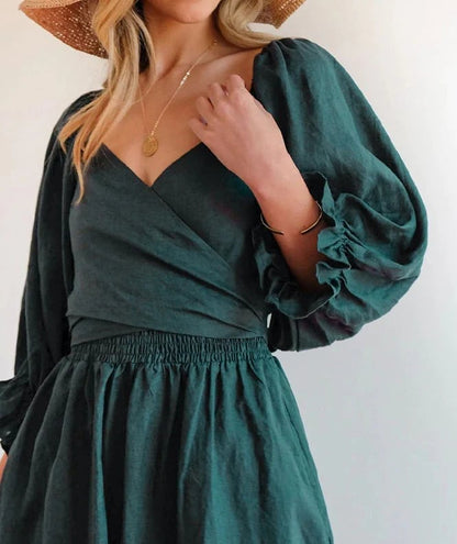 Elegant Ruffle Lantern Sleeve Dress