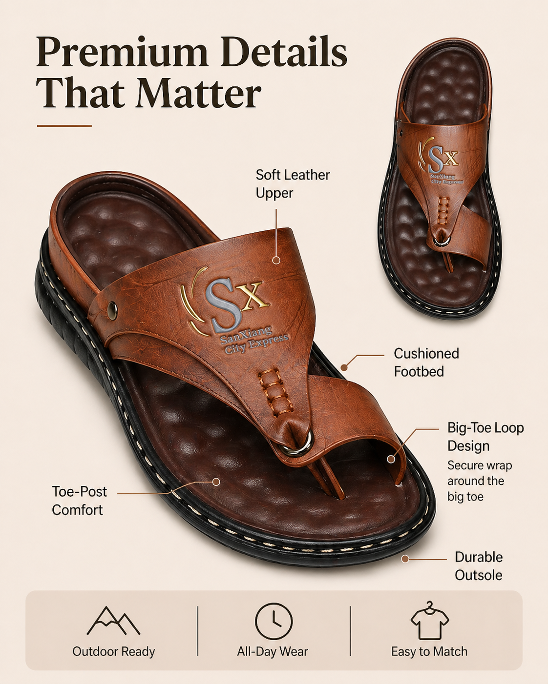🥳💞50K+ SOLD!💥50% OFF! 🔥Breathable Soft Leather Outdoor Sandals for Men in Plus Sizes