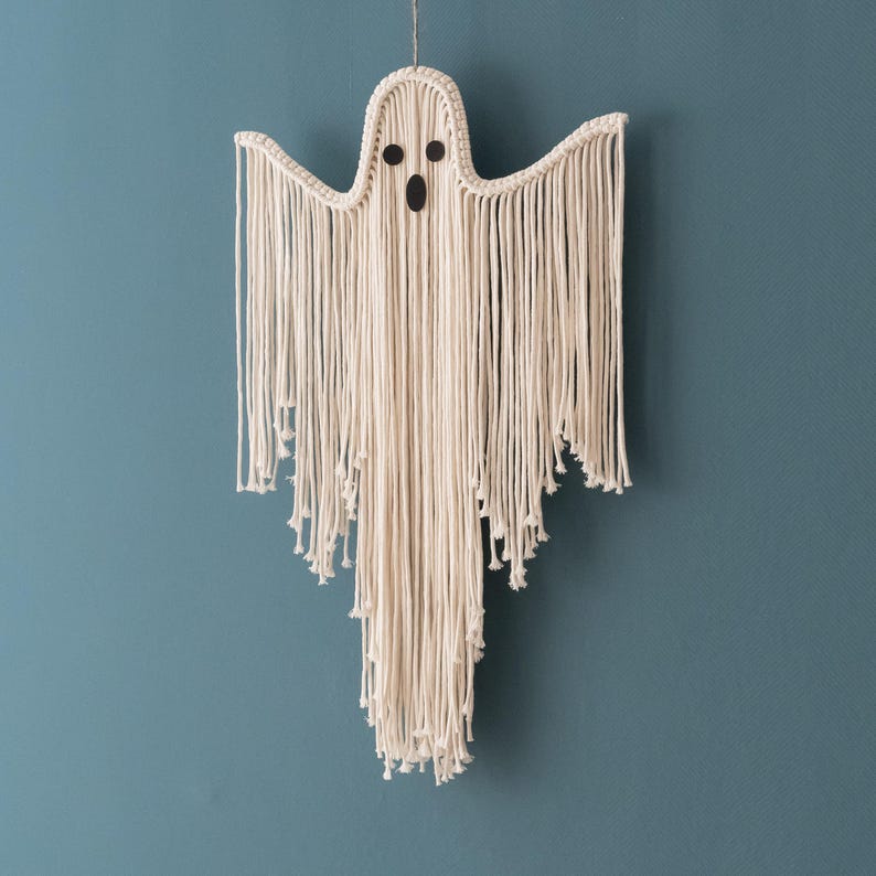 Halloween Hand-Woven White Ghost Wall Hanging Kit
