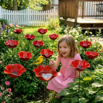 🐦 Handcrafted Outdoor Metal Flower Garden Stakes
