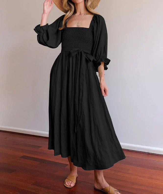 Elegant Ruffle Lantern Sleeve Dress