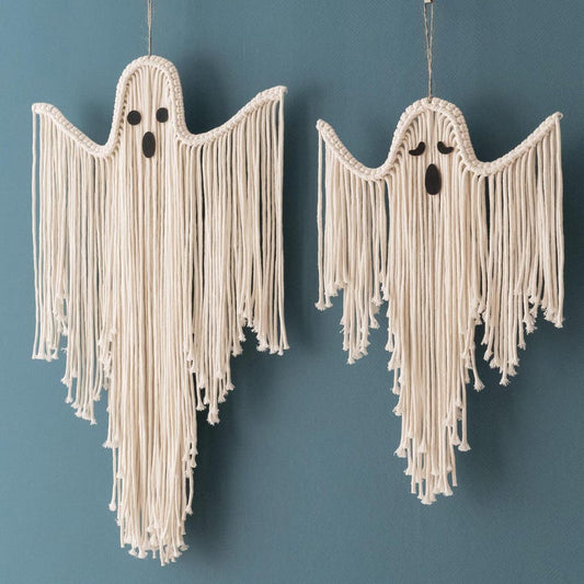 Halloween Hand-Woven White Ghost Wall Hanging Kit
