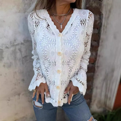 Women Long Sleeve V-Neck Jacket