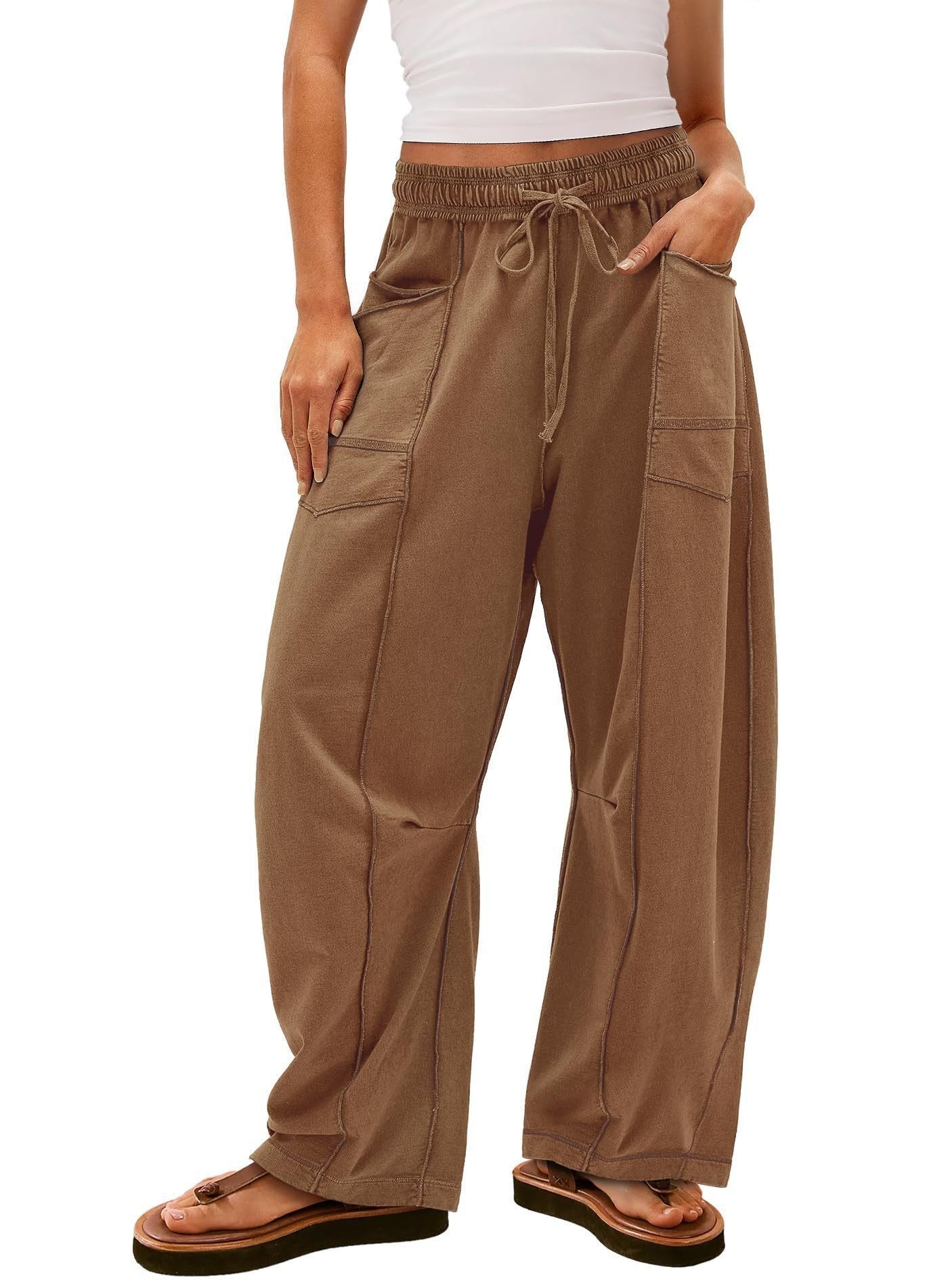 Women's Baggy Barrel Pants Wide Legs, Big Pockets, Zero Stress