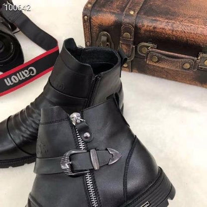 Men Hand Embossed Zipper Martin Boots